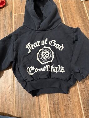 Fear of God Essentials Kids Black Logo Hoodie